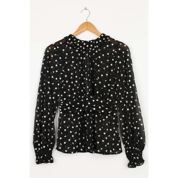 NWT Lulus Embroidered Sheer Long Sleeve Top Womens (M) Romantic Date Blouse $62 - Picture 7 of 13